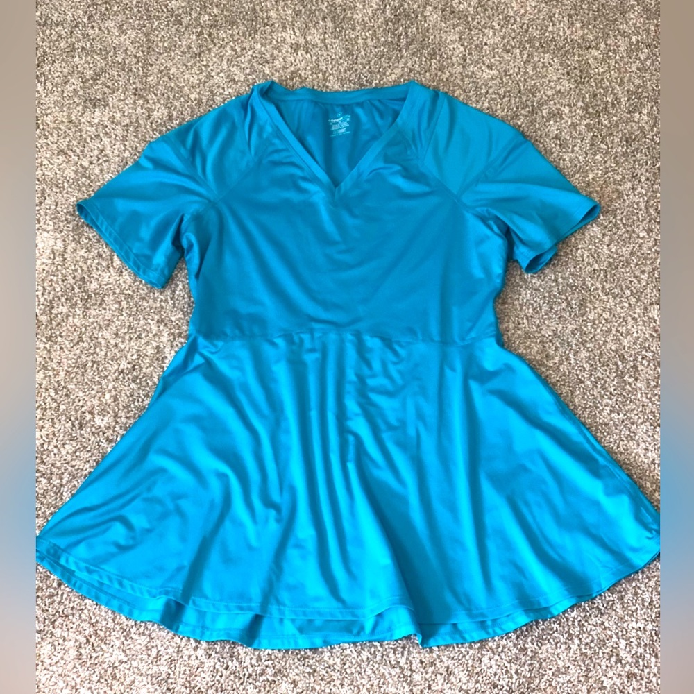 COPPERLIFE Teal Blue Posture Shirt Empire Waist sz XL